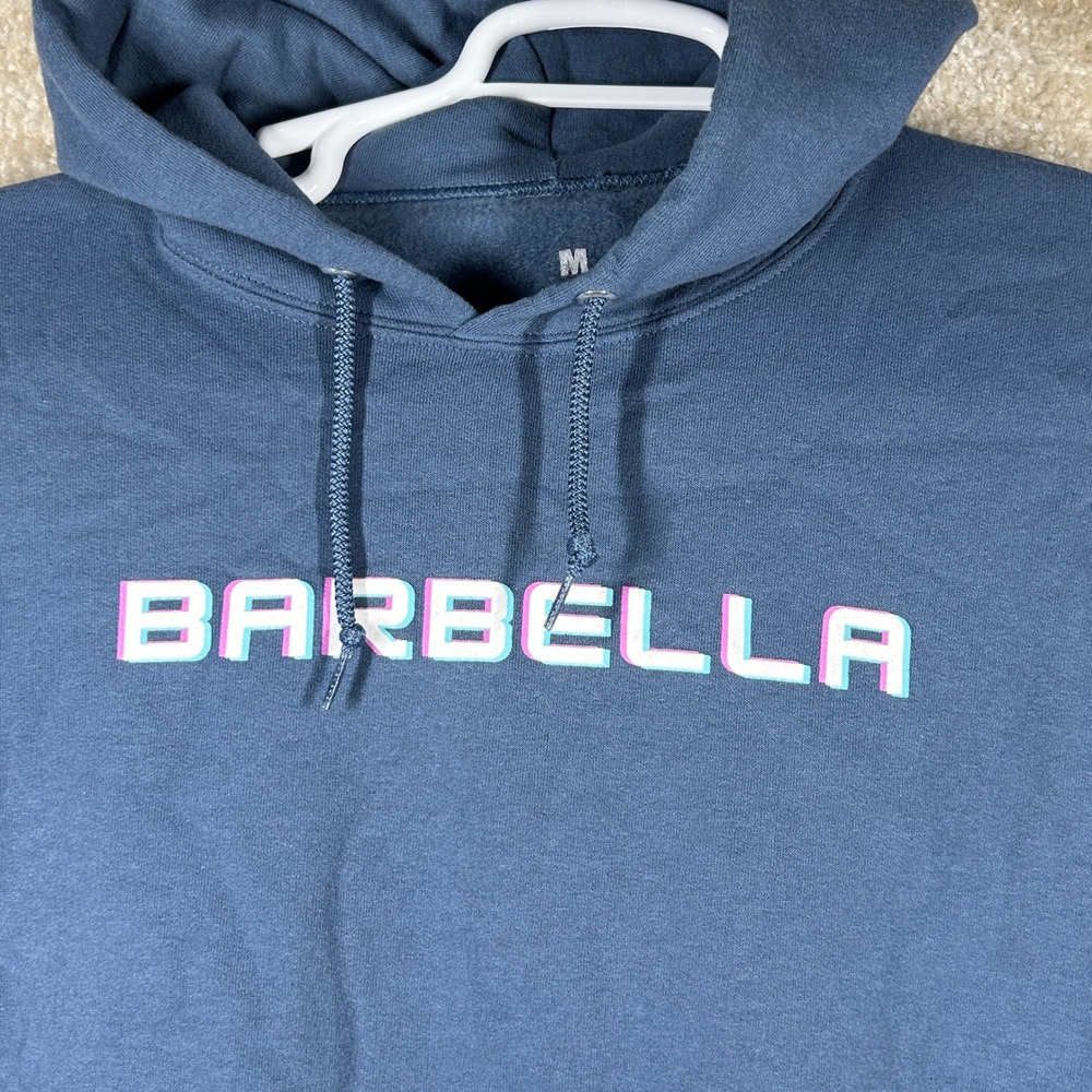 Barbella Womens Streetwear Gorpcore Box Graphic Hoodie Blue Medium Excellent